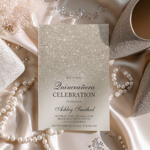 Invitation parties scintillant d'ivoire ombre métallique Quin