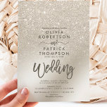 Invitation parties scintillant d'ivoire perlé ombre mariage d<br><div class="desc">Une parties scintillant en ivoire perlé chic et luxueuse,  design en papier métallique sombre avec une élégante typographie calligraphique pour un mariage chic.</div>