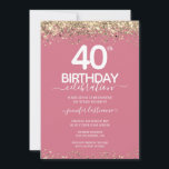 Invitation Parties scintillant d'or 40e anniversaire de fête<br><div class="desc">Elégante parties scintillant en or Faux avec des reflets chatoyants sur la bordure supérieure et inférieure. Tout le texte est ajustable et facile à changer pour vos besoins de partie. Grande élégante conception modèle de 40e anniversaire.</div>
