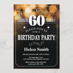 Invitation Parties scintillant d'or 60e anniversaire Invitati