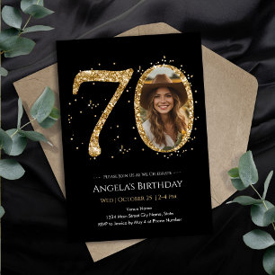 Invitation Parties scintillant d'or 70e anniversaire Photo