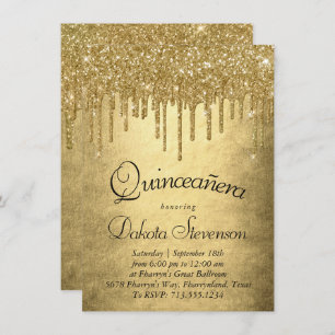 Invitation Parties scintillant d'or à couler   Champagne Melt