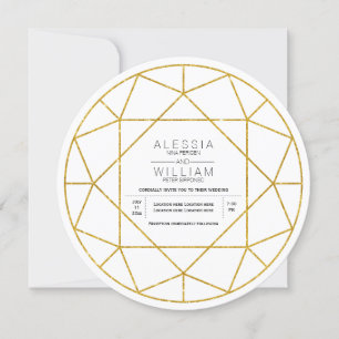 Invitation parties scintillant d'or Abstrait mariage de bijou