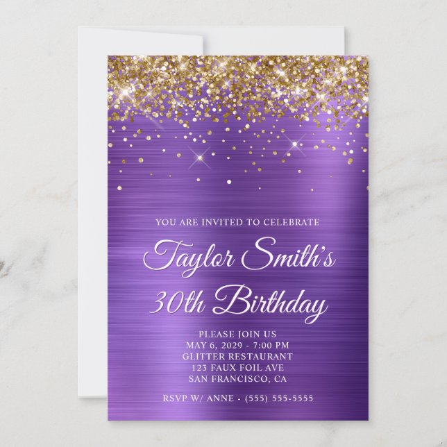 Invitation Parties scintillant d'or Amethyst Purple 30e anniv (Devant)