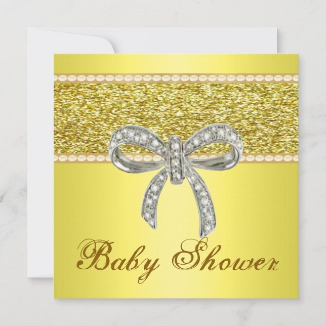 Invitation Parties scintillant d'or Baby shower de boue diama (Devant)