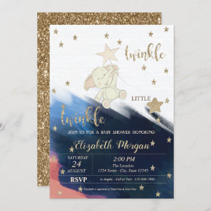 Invitation Parties scintillant d'or Baby shower Ours Twinkle