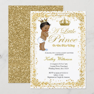 Invitation Parties scintillant d'or Baby shower Prince