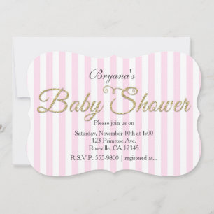 Invitation Parties scintillant d'or BABY SHOWER rose en bande