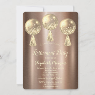 Invitation Parties scintillant d'or Ballons Retraite Brown