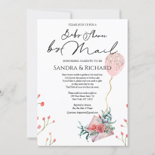 Invitation Parties scintillant d'or Ballons rose Floral Douch
