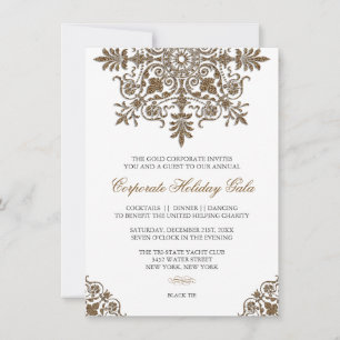 Invitation Parties scintillant d'or baroque Look Fête de vaca