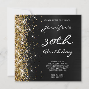 Invitation Parties scintillant d'or Black Ombre Foil 30e anni