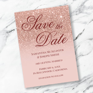 Invitation Parties scintillant d'or Blush Ombre Rose Enregist