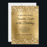 Invitation Parties scintillant d'or brossé à huile Monogramme<br><div class="desc">Une invitation glamour monogrammée de 60ème anniversaire pour elle. Faux parties scintillant dorée brillante avec éclat contre une image de représentation graphique en feuille de métal brossé. On peut customiser le monogramme de calligraphie noir et blanc au centre. Tous les éléments brillants et brillants de ce design girly moderne sont...</div>