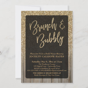 Invitation Parties scintillant d'or Brunch et mousseux