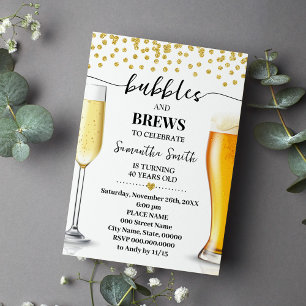 Invitation Parties scintillant d'or bulles et brasse Adultes