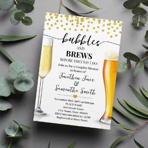 Invitation Parties scintillant d'or bulles et brasse Wedding