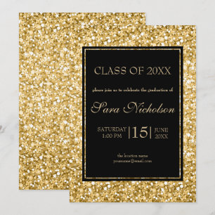 Invitation Parties scintillant d'or Cadre noir
