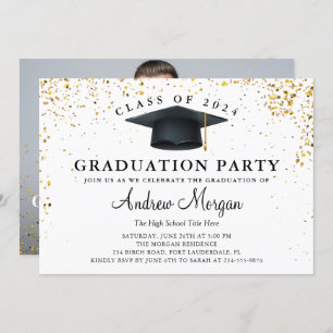 Invitation Parties scintillant d'or Casquette de grade de la