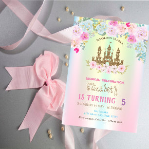 Invitation Parties scintillant d'or Château FIoral Iridescent