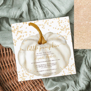 Invitation Parties scintillant d'or chic citrouille aquarelle