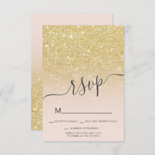 Invitation Parties scintillant d'or chic ombre RSVP blush ros