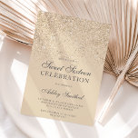 Invitation parties scintillant d'or clair étincelle sweet six<br><div class="desc">Une douche à parties scintillant en or clair moderne,  assez chic et élégante ombre avec bloc couleur ivoire Sweet 16 anniversaire invitation à la fête.</div>