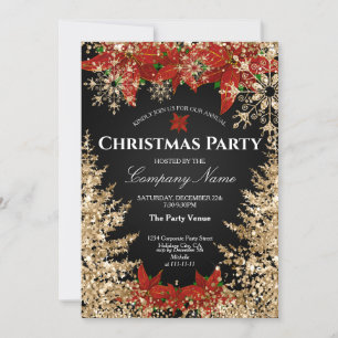 Invitation Parties scintillant d'or Classy Marine Fête de Noë