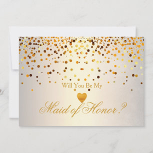 Invitation Parties scintillant d'or Coeur Faux bonne d'honneu
