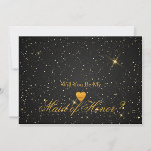Invitation Parties scintillant d'or Coeur Faux bonne d'honneu