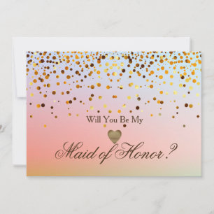 Invitation Parties scintillant d'or Coeur Faux bonne d'honneu