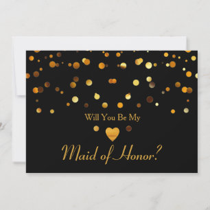 Invitation Parties scintillant d'or Coeur Faux bonne d'honneu