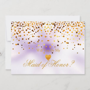 Invitation Parties scintillant d'or Coeur Faux bonne d'honneu