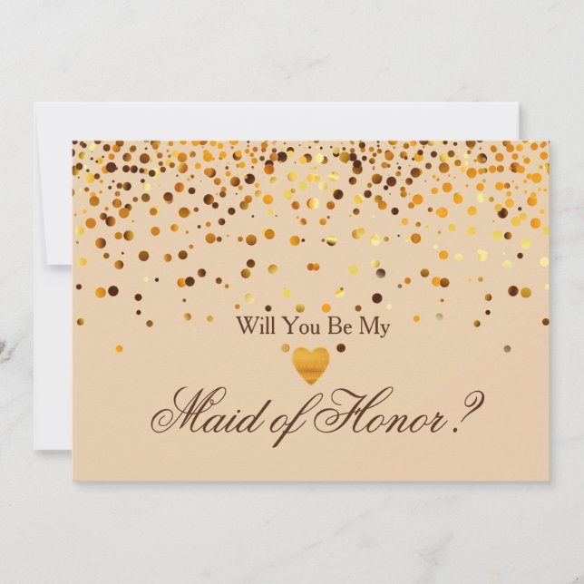 Invitation Parties scintillant d'or Coeur Faux bonne d'honneu (Devant)