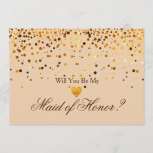 Invitation Parties scintillant d'or Coeur Faux bonne d'honneu