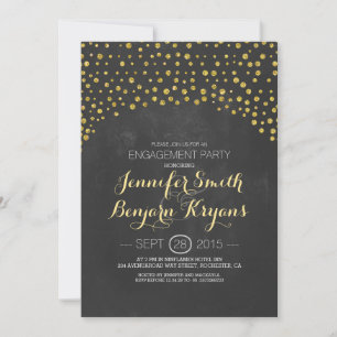 Invitation parties scintillant d'or confetti
