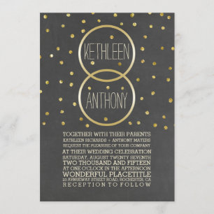 Invitation Parties scintillant d'or Confetti Anneaux Mariage 