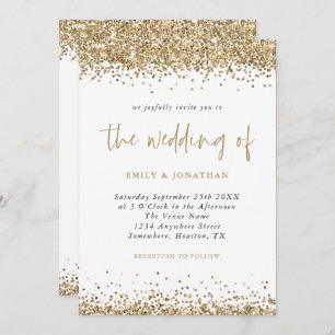 Invitation Parties scintillant d'or Confetti bordures Mariage