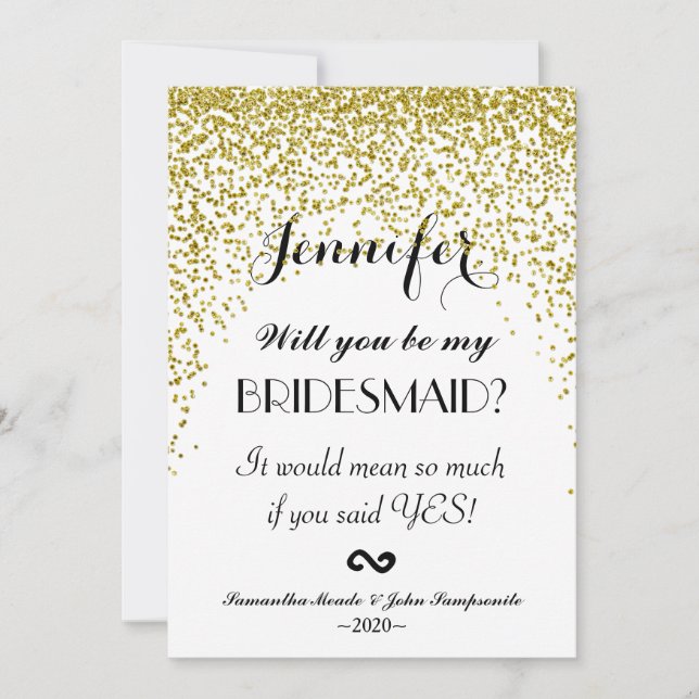 Invitation Parties scintillant d'or Confetti Bridesmaitres In (Devant)
