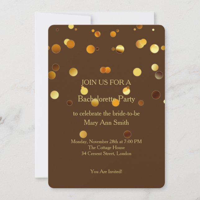 Invitation Parties scintillant d'or Confetti étincelles Choco (Devant)