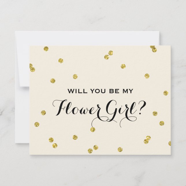 Invitation Parties scintillant d'or Confetti | Fleur fille (Devant)