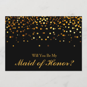 Invitation Parties scintillant d'or Confetti Maid of Honor