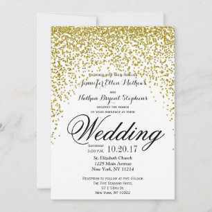 Invitation Parties scintillant d'or Confetti Mariage Invitati
