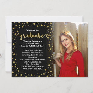 Invitation Parties scintillant d'or Cute Faux Confetti Diplôm
