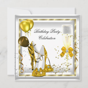 Invitation Parties scintillant d'or de Champagne blanc talons