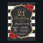 Invitation Parties scintillant d'or de l'invitation à l'anniv<br><div class="desc">Parties scintillant d'or de l'Invitation de la Rose rouge 21e anniversaire. Invitation de la fête d'anniversaire Black and Gold. Parties scintillant d'or. Grandes taches noires et blanches. Tableau de bord. Numérique imprimable. Pour plus de personnalisation, cliquez sur le bouton "Customiser" et utilisez notre outil de conception pour modifier ce modèle....</div>
