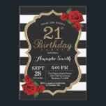 Invitation Parties scintillant d'or de l'invitation à l'anniv<br><div class="desc">Parties scintillant d'or de l'Invitation de la Rose rouge 21e anniversaire. Invitation de la fête d'anniversaire Black and Gold. Parties scintillant d'or. Grandes taches noires et blanches. Tableau de bord. Numérique imprimable. Pour plus de personnalisation, cliquez sur le bouton "Customiser" et utilisez notre outil de conception pour modifier ce modèle....</div>