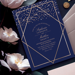 Invitation Parties scintillant d'or de luxe Confetti Marine M