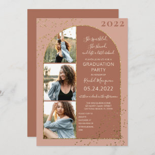 Invitation Parties scintillant d'or de Terracotta Confetti Di