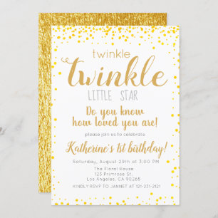 Invitation Parties scintillant d'or des filles Twinkle Little